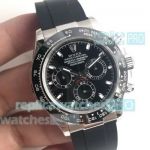 Noob Factory Watches - Rolex Daytona Black Dial Black Bezel Black Rubber Strap